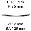 Segmentbogengriff i-163 Länge 155 mm H 35 / L 155 / BA 128 / Ø 12 mm