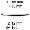 Segmentbogengriff i-163 Länge 188 mm H 35 / L 188 / BA 160 / Ø 12 mm