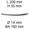 Segmentbogengriff i-163 Länge 200 mm H 35 / L 200 / BA 160 / Ø 14 mm