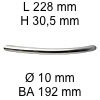 Segmentbogengriff i-163 Länge 228 mm H 30,5 / L 228 / BA 192 / Ø 10 mm