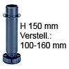 Sockelverstellfuss Korrekt 150, schwarz Ø 80 mm Sockelf. Kst. schw. H 100-160 mm / 80