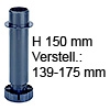 Sockelverstellfuss Korrekt 150, schwarz Ø 80 mm Sockelf. Kst. schw. H 139-175 mm / 80