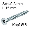 Senkkopfschraube Vollgewinde verzinkt Ø 3 (5) mm L 15 mm Hospa-Schraube Seko verzinkt 5 / 3 x 15 mm