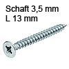 Senkkopfschraube Vollgewinde verzinkt Ø 3,5 mm L 13 mm Hospa-Schraube Seko verzinkt 3.5 x 13 mm