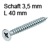 Senkkopfschraube Vollgewinde verzinkt Ø 3,5 mm L 40 mm Hospa-Schraube Seko verzinkt 3.5 x 40 mm