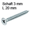 Senkkopfschraube Vollgewinde verzinkt Ø 3 (6) mm L 20 mm Hospa-Schraube Seko verzinkt 6 / 3 x 20 mm