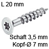 Senkkopfschraube verzinkt Ø 3,5 mm L 20 mm Spax Seko IS15 verz. 7 / 3.5 x 20 mm