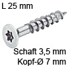 Senkkopfschraube verzinkt Ø 3,5 mm L 25 mm Spax Seko IS15 verz. 7 / 3.5 x 25 mm