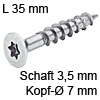Senkkopfschraube verzinkt Ø 3,5 mm L 35 mm Spax Seko IS15 verz. 7 / 3.5 x 35 mm