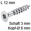 Senkkopfschraube verzinkt Ø 3 mm L 12 mm Spax Seko IS10 verz. 6 / 3 x 12 mm