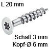 Senkkopfschraube verzinkt Ø 3 mm L 20 mm Spax Seko IS10 verz. 6 / 3 x 20 mm