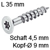 Senkkopfschraube verzinkt Ø 4,5 mm L 35 mm Spax Seko IS20 verz. 9 / 4.5 x 35 mm