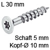 Senkkopfschraube verzinkt Ø 5 mm L 30 mm Spax Seko IS20 verz. 10 / 5 x 30 mm