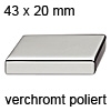 Möbelgriff, Stahl - verchromt poliert - B 43 x H 20 mm Möbelgriff, Stahl - verchromt poliert - B 43 x H 20 mm