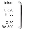 Edelstahl-Stossgriff Bügel i-1310 intern - Länge 320 mm intern - H 55 / L 320 / BA 300 / Ø 20 mm