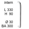 Edelstahl-Stossgriff Bügel i-1310 intern - Länge 330 mm intern - H 90 / L 330 / BA 300 / Ø 30 mm