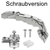 Blum Scharnier 155 Grad mit Kreuzmontageplatte 71B7550 Eckanschlag mit 174E6300 Platte - gedämpft