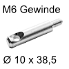 XS Stahldübel Ø 10 x 38,5 mm mit M6 Gewinde - ohne Einschraubmuffe! D01013 Ø10x38,5 mm / M6x11