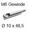 XS Stahldübel Ø 10 x 48,5 mm mit M6 Gewinde - ohne Einschraubmuffe! D01006 Ø10x48,5 mm / M6x11