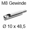 XS Stahldübel Ø 10 x 48,5 mm mit M8 Gewinde - ohne Einschraubmuffe! D01007 Ø10x48,5 mm / M8x11