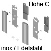 ZI7.3CI0 Vorderstück-Set für Innenauszug C mit Reling, Edelstahl Legrabox Frontbef. Innenschub Höhe C+Reling