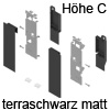 ZI7.3CS0 Vorderstück-Set für Innenauszug C mit Reling, terraschwarz Legrabox Frontbef. Innenschub Höhe C+Reling