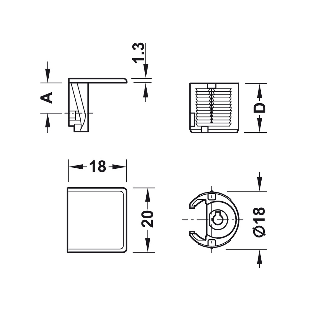 Tab 18 Verbinder ohne Verriegelung, ab 16 mm Dicke zum Schrauben ...